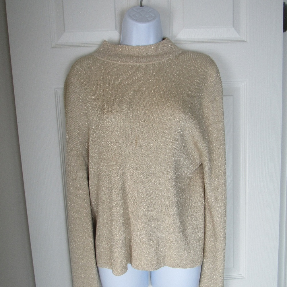 August Silk Sweater Tan turtleneck size XL